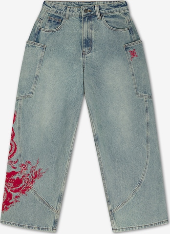 mėlyna Ed Hardy Laisvas Džinsai 'Dragon': priekis