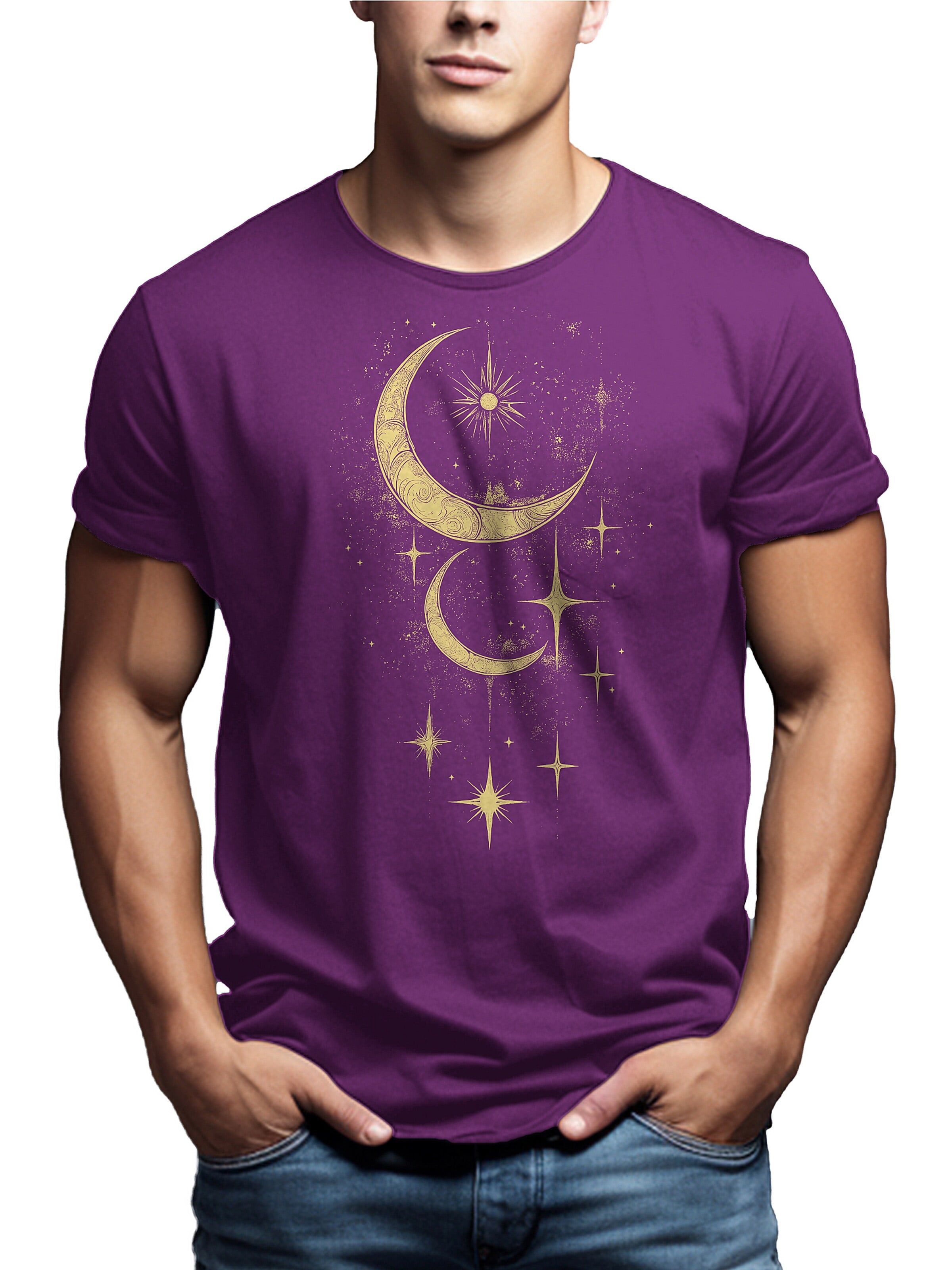 MAKAYA Shirt 'Moon Stars' in Purple