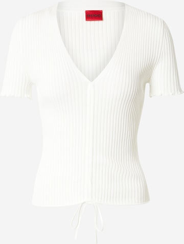 HUGO Тениска 'Slisera' в бяло: отпред