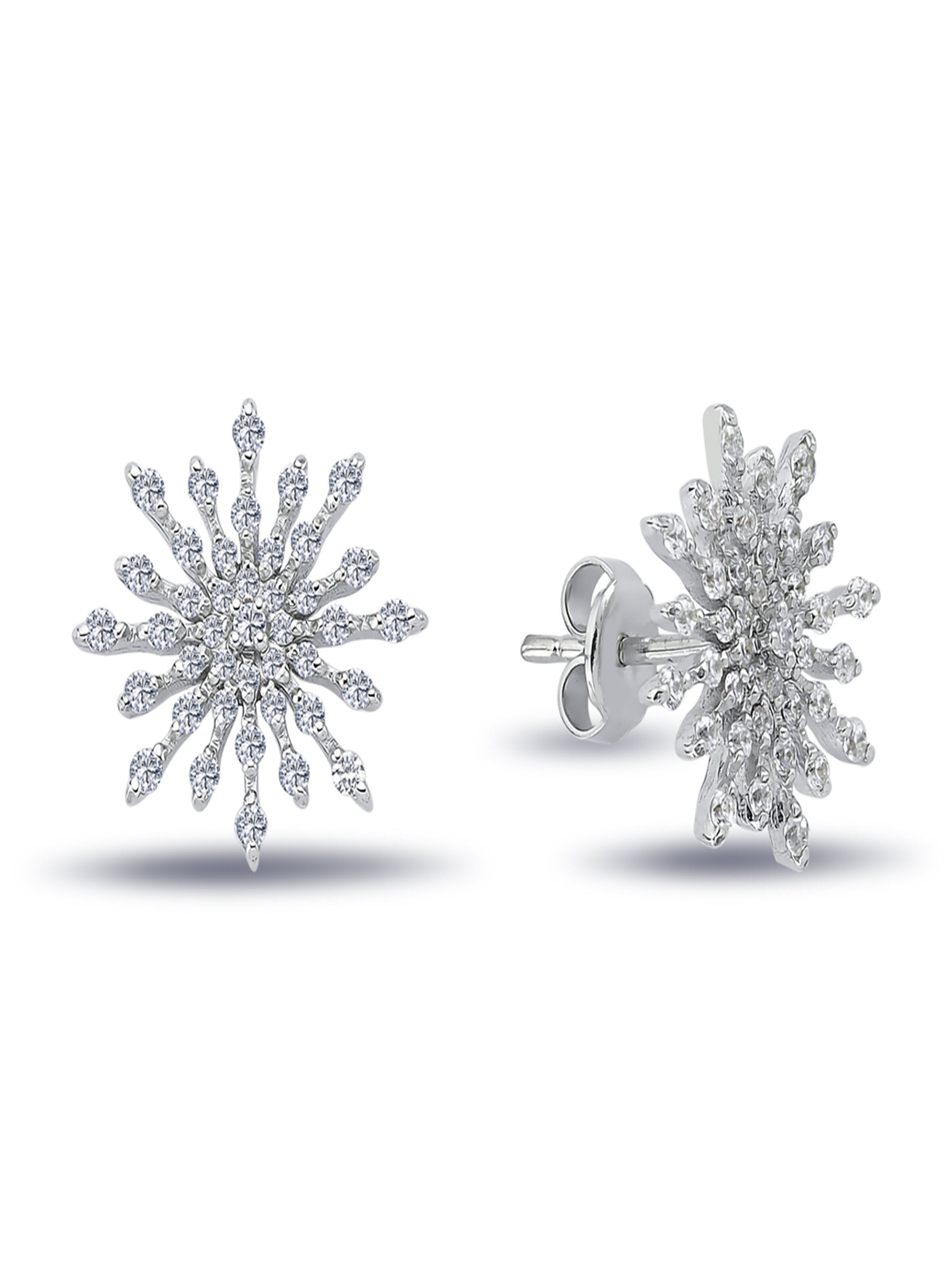 EinStein Diamant Earrings 'Schneeflocke Diamanten Ohrstecker Weißgold' in Gold: front