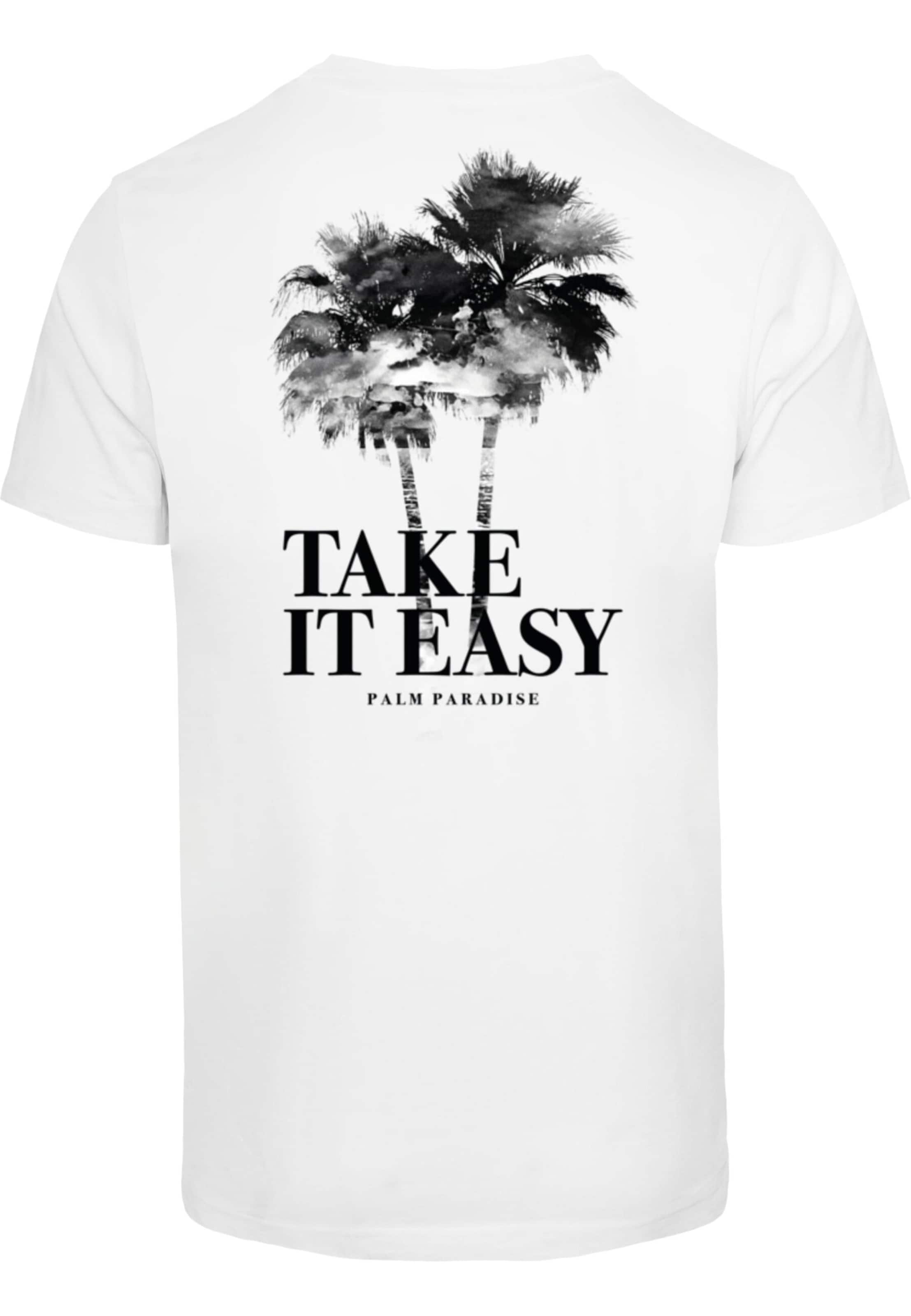 Mister Tee T-shirt 'Take It Easy Palm Paradise' i vit