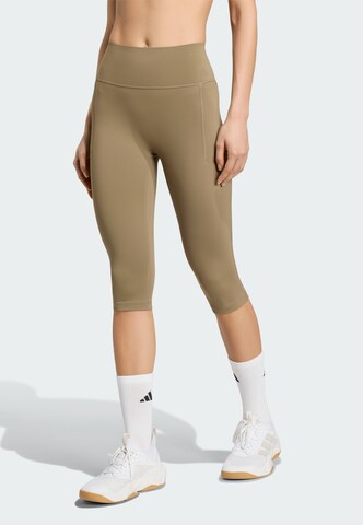 ADIDAS PERFORMANCE Skinny Spodnie sportowe 'Optime Workout' w kolorze zielony: przód
