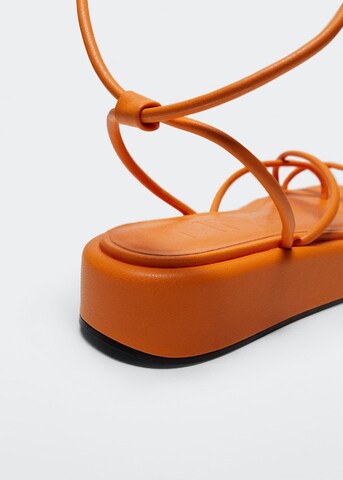 MANGO T-Bar Sandals 'Tube' in Orange