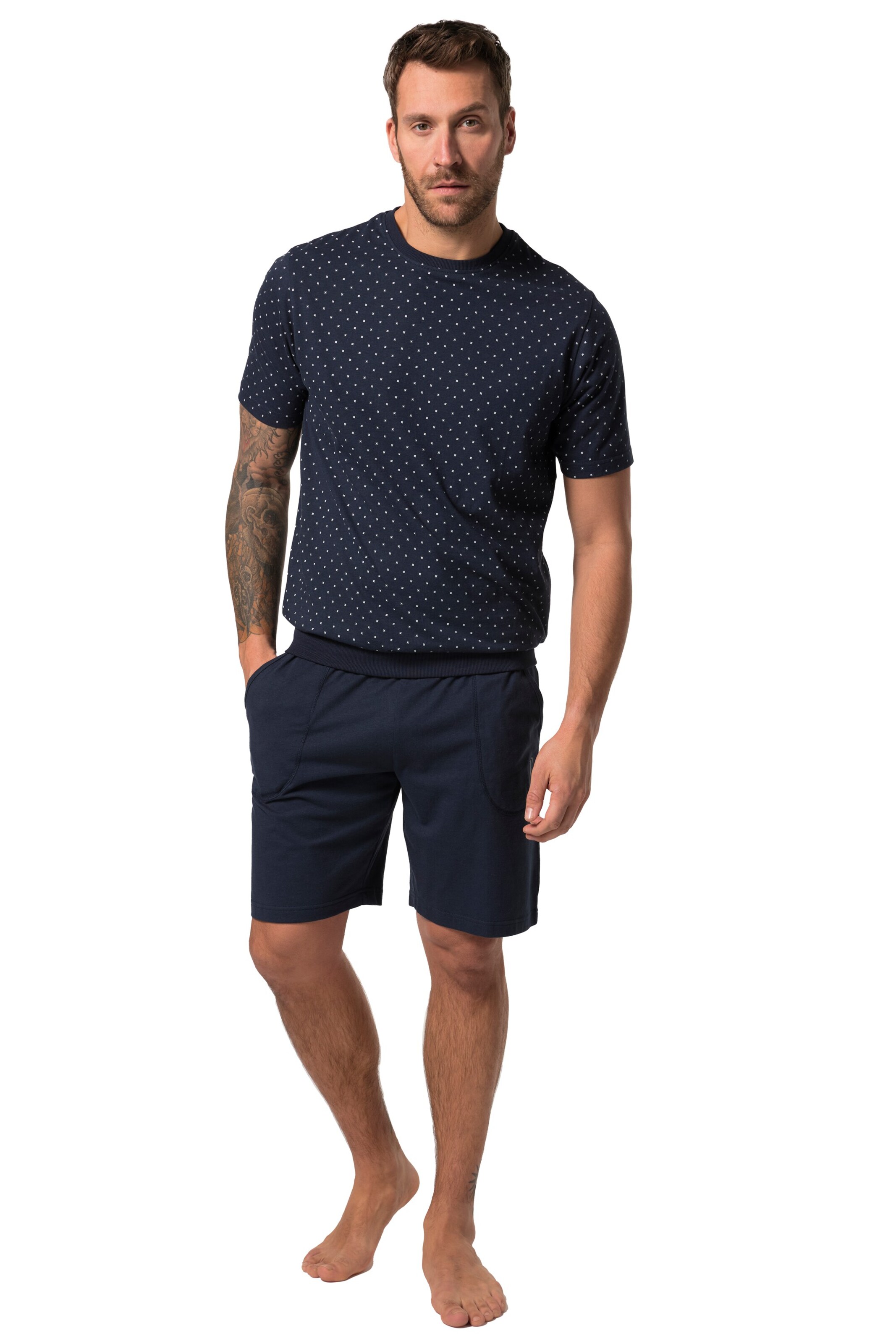 JP1880 Langer Schlafanzug in Blau: Vorderseite