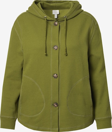 Ulla Popken Sweatvest in Groen: voorkant