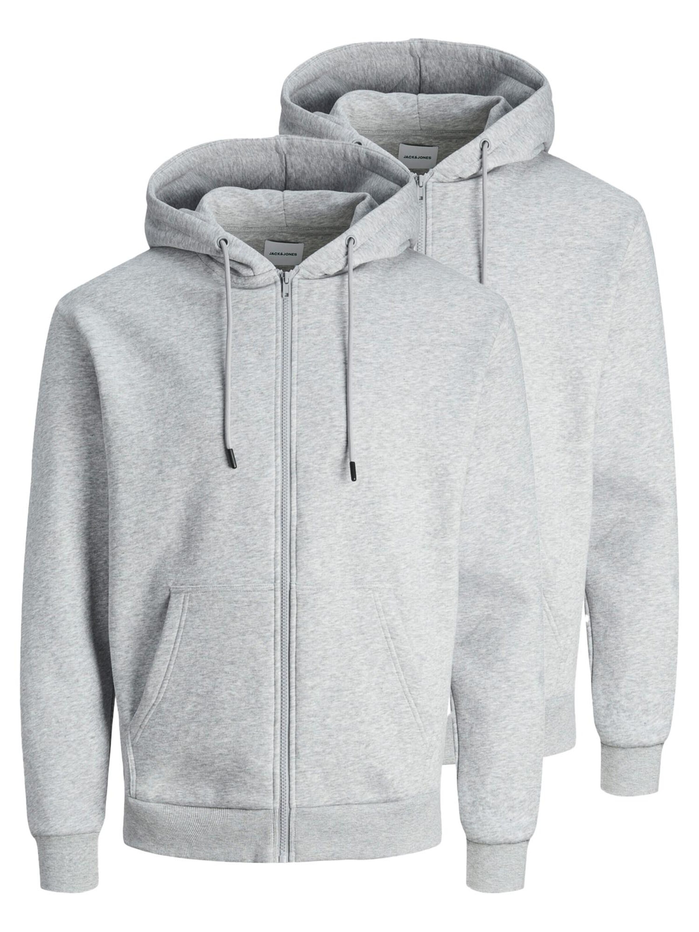 JACK & JONES Sweat jacket 'Bradley' in Grey: front