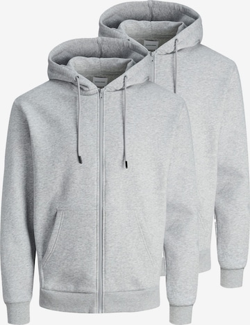 JACK & JONES Sweat jacket 'Bradley' in Grey: front