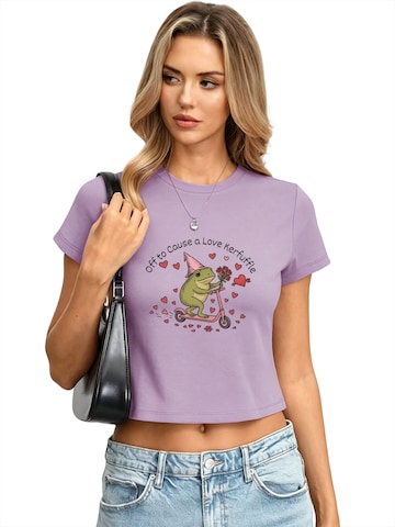 GORHEY Shirt 'Women's Summer Casual Cotton T-Shirt with  Cartoon characters Print' in Purple: front