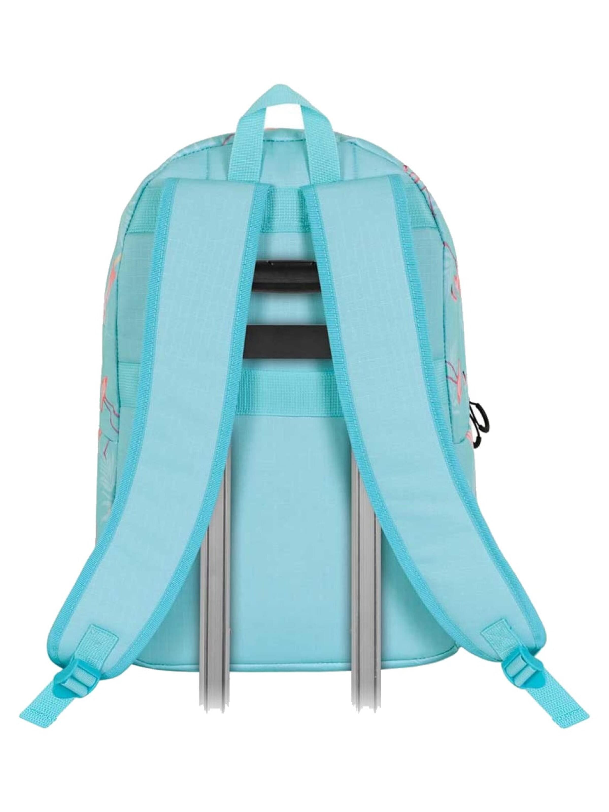 Oh My Pop! Backpack 'Oh My Pop Rugzak Flamingo 2 Vakken Premium Quality Pluche Flamingo Hanger' in Blue