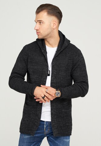 behype Strickjacke 'NELIAN' in Schwarz: Vorderseite