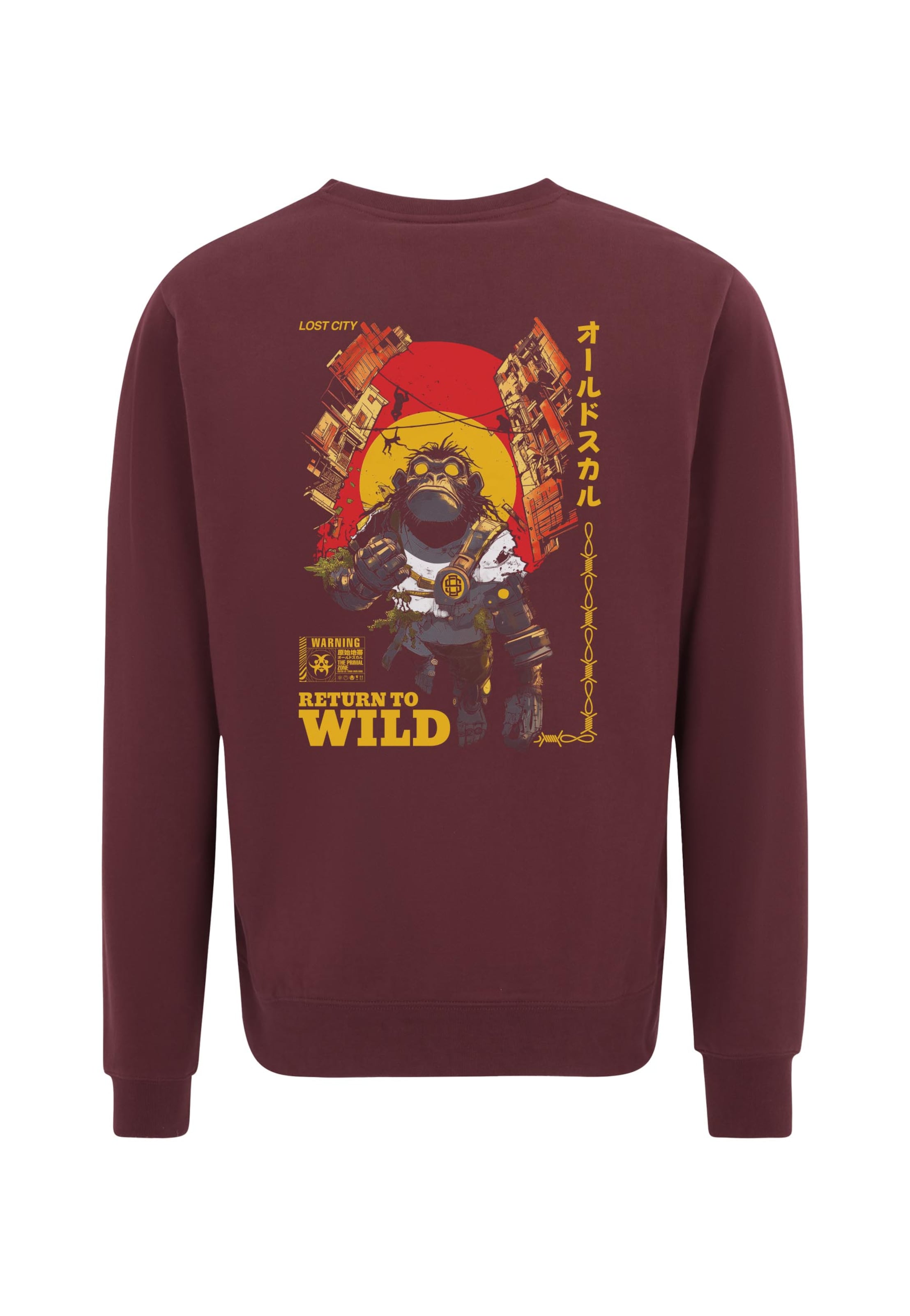 Oldskull Sweatshirt 'Wrldvibe Return to Wild Graphic' in Rood: voorkant