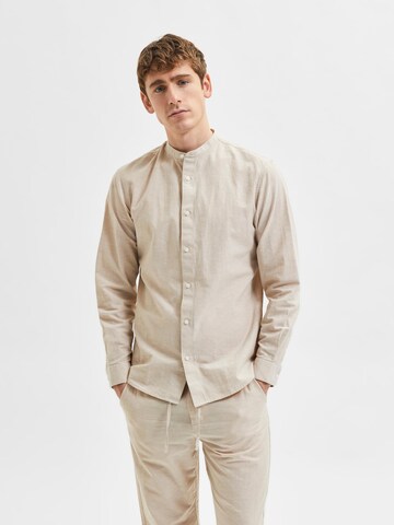 SELECTED HOMME Slim fit Button Up Shirt in Beige