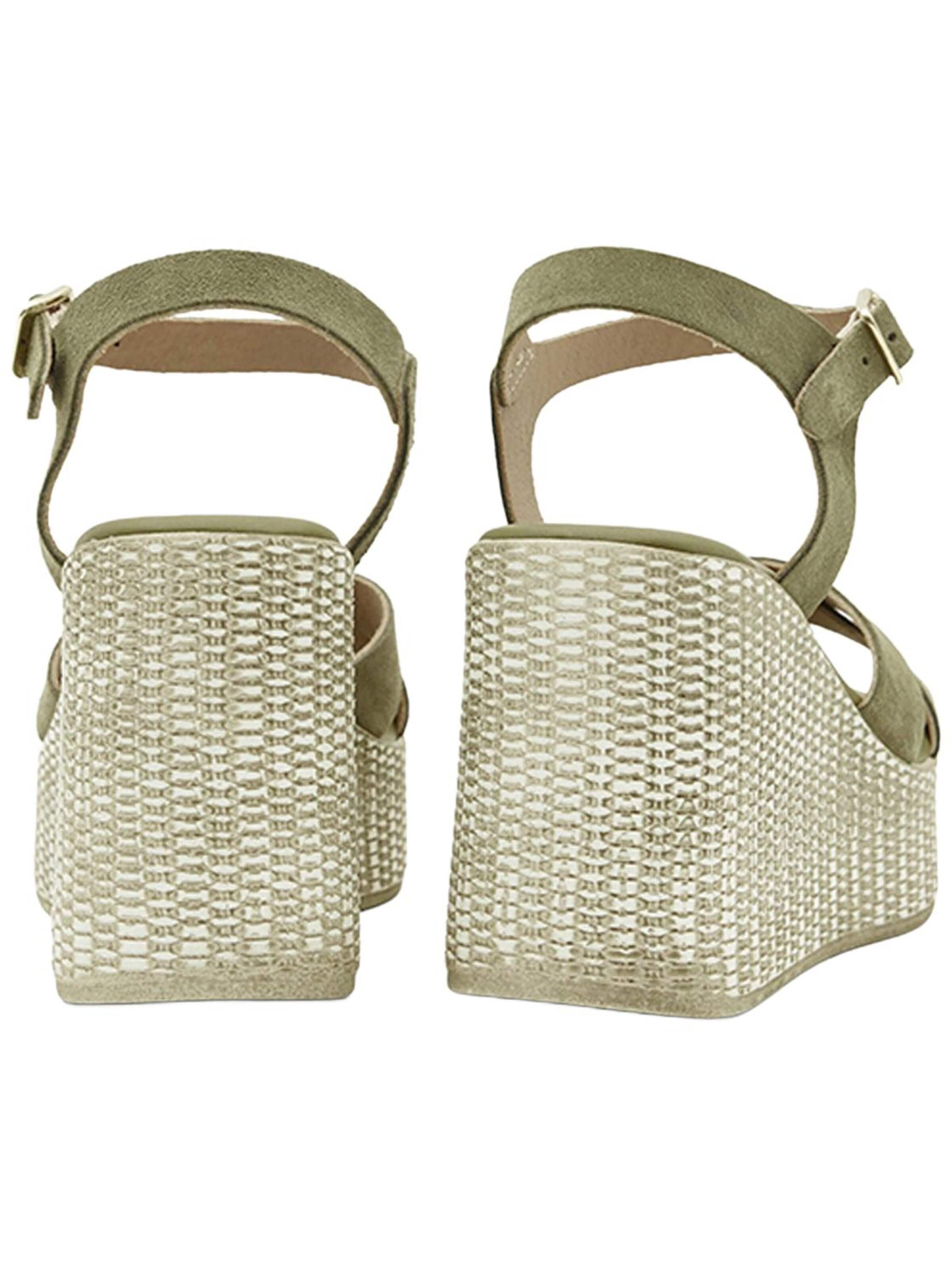 Desa - Sandalias de dedo 'DESA Damen-Wildledersandalen mit Keilabsatz und Metallschnalle' en verde