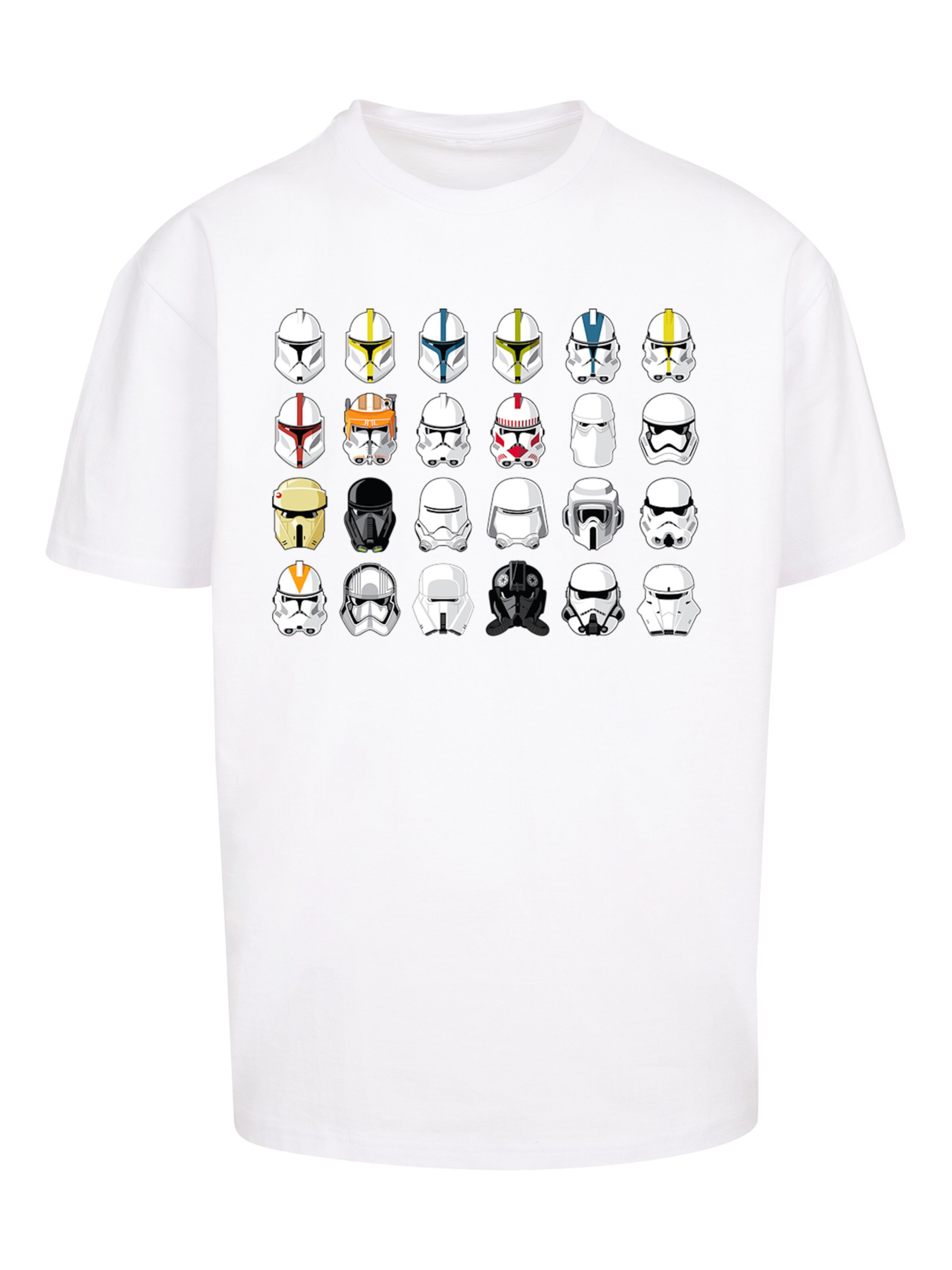 T-Shirt 'Star Wars Stormtrooper Helmets CAD' F4NT4STIC en blanc : devant