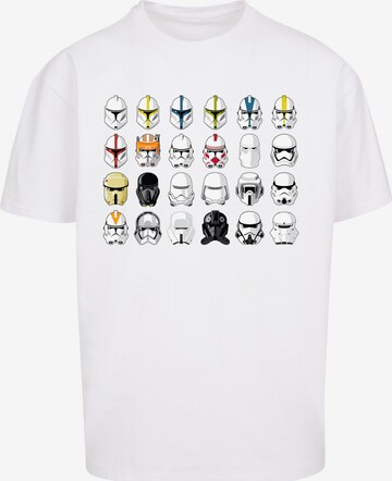 Maglietta 'Star Wars Stormtrooper Helmets CAD' di F4NT4STIC in bianco: frontale