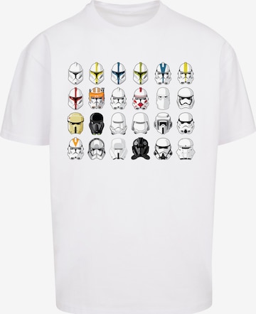 T-Shirt 'Star Wars Stormtrooper Helmets CAD' F4NT4STIC en blanc : devant