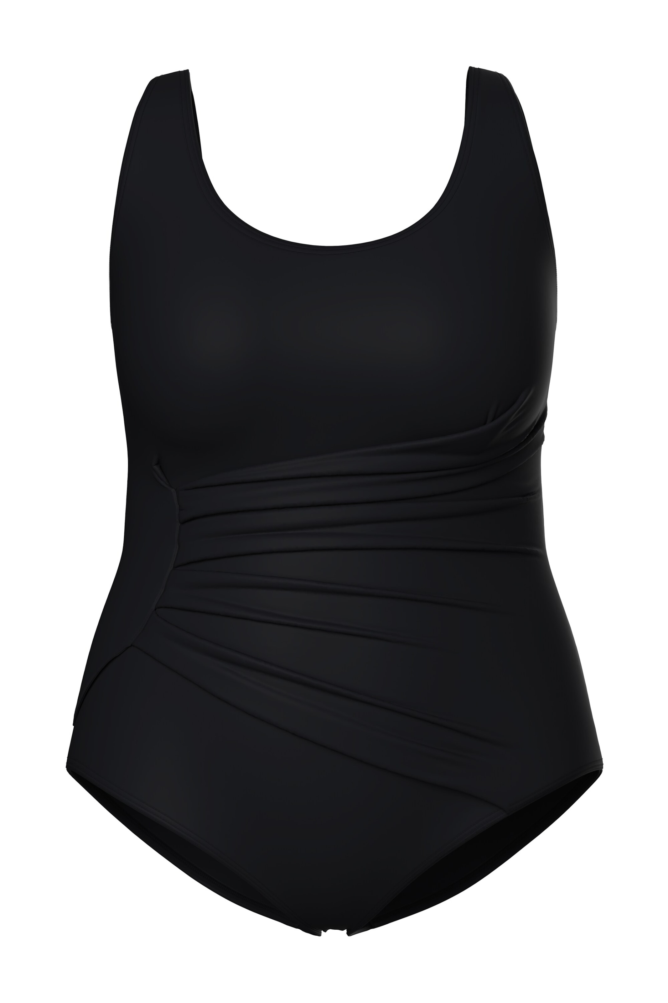 Ulla Popken Bralette Swimsuit in Black: front