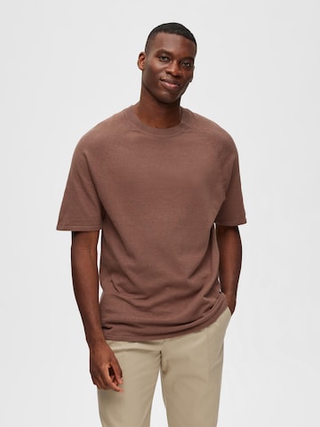 SELECTED HOMME Sweater 'Daniel' in Brown: front