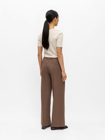 OBJECT Wide leg Pants 'OBJLisa' in Brown