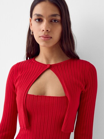 Bershka Knit Cardigan in Red