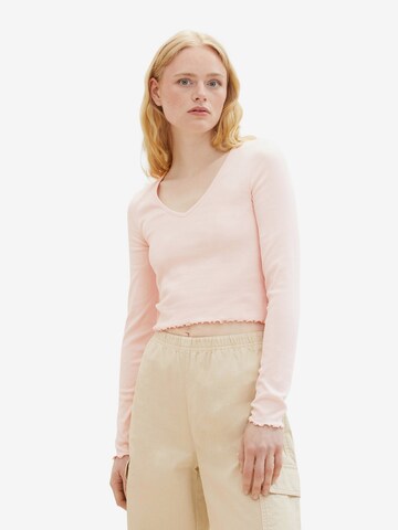 T-shirt TOM TAILOR DENIM en rose : devant