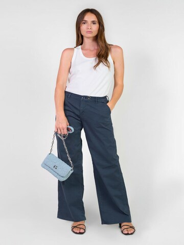 Le Temps Des Cerises Wide leg Chino 'Tahis' in Blauw