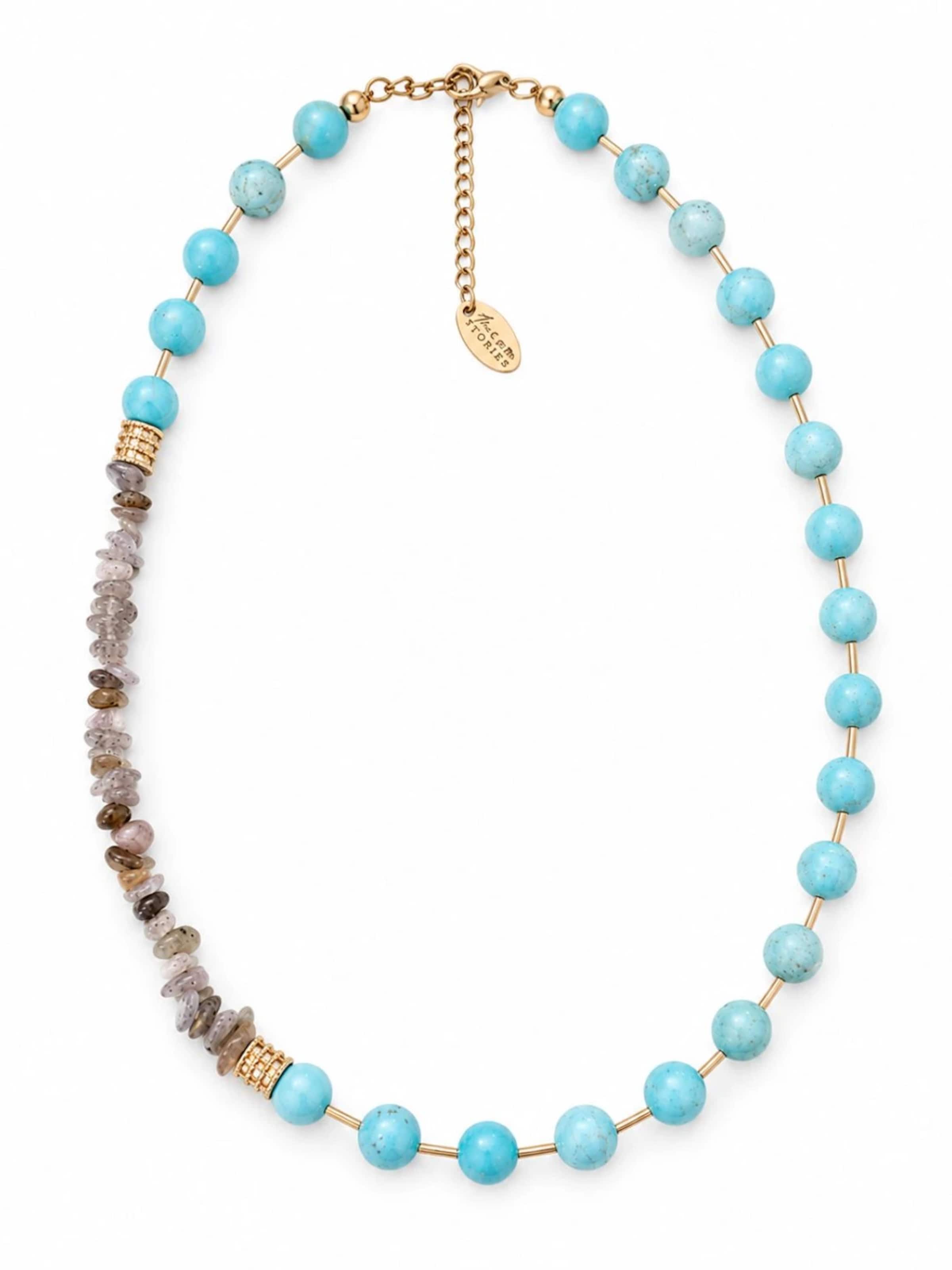 THE GEM STORIES JEWELRY Halsband 'Turquoise and Labradorite Chips Necklace' i blå: framsida