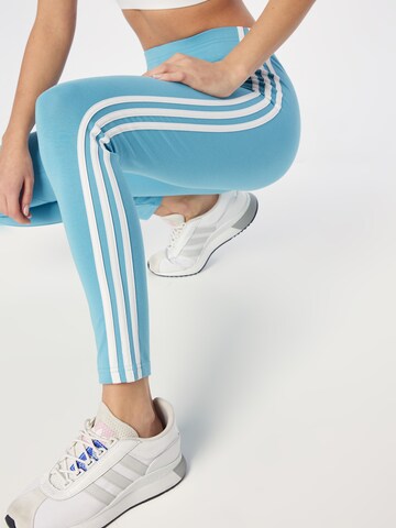 ADIDAS SPORTSWEAR Skinny Športne hlače 'Essentials 3-Stripes High-Waisted ' | modra barva