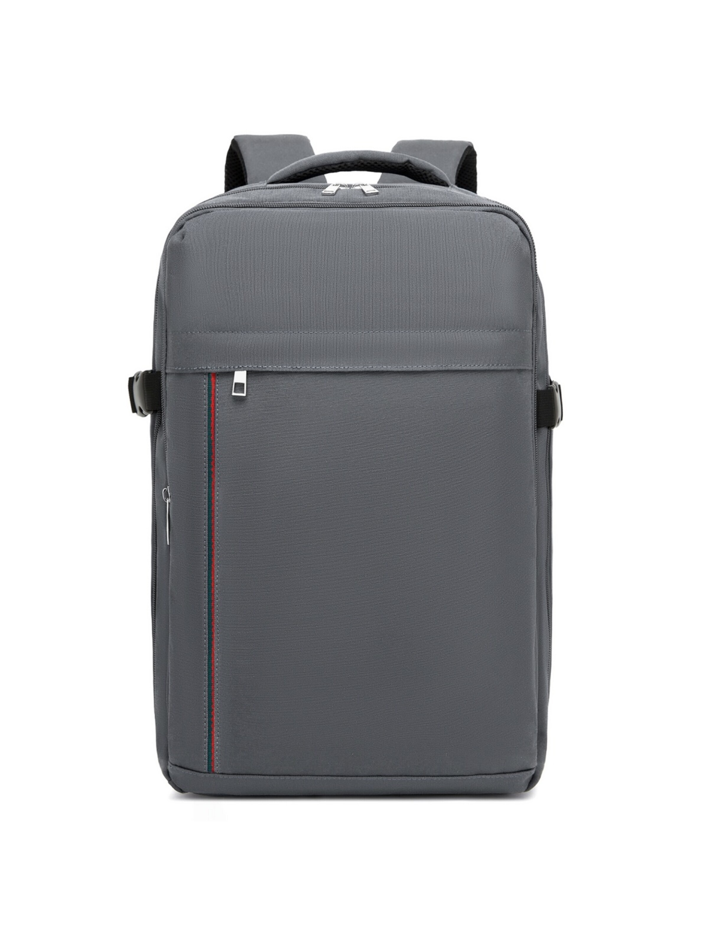 Kono Rucksack 'Flugzugelassener Reise Rucksack 40×20/30×25cm wasserfestes Polyester, 180° aufklappbar für 15,6" Laptop, verstaubare Gurte'‌ in Grau: Vorderseite