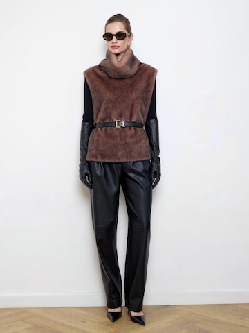 Gilet 'Faux-mink-fur brown dickey' di BASSIA in marrone