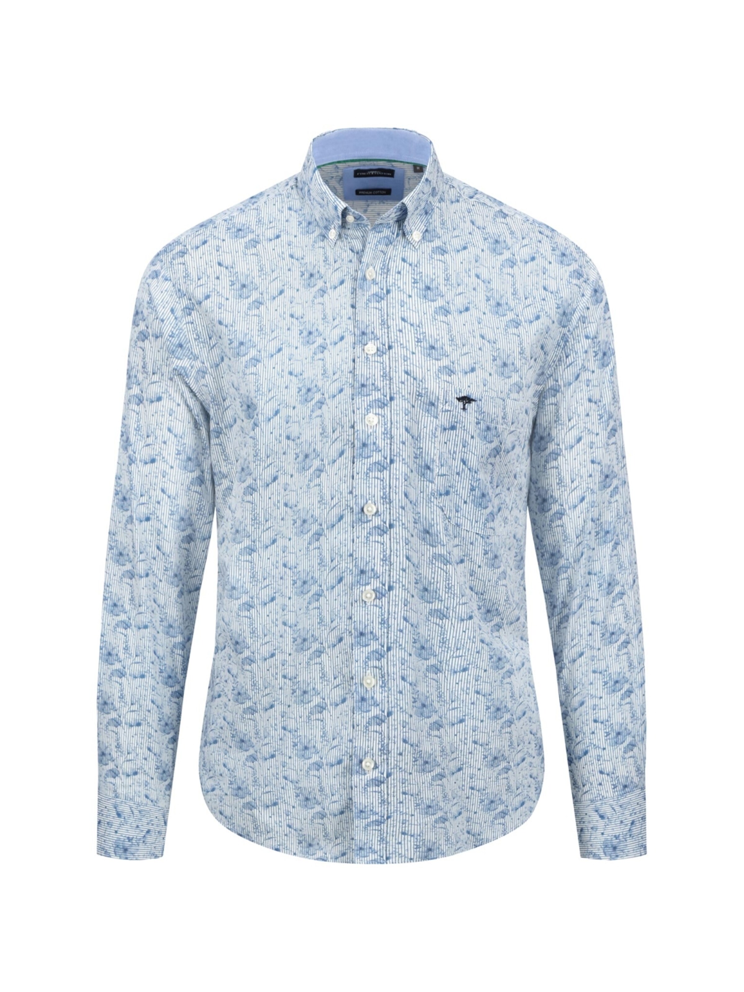 Fynch Hatton Regular Fit Hemd 'Premium Flower Prints, B.D., 1/1 cloud blue'‌‌‌‌‌‌‌‌ in Blau: Vorderseite