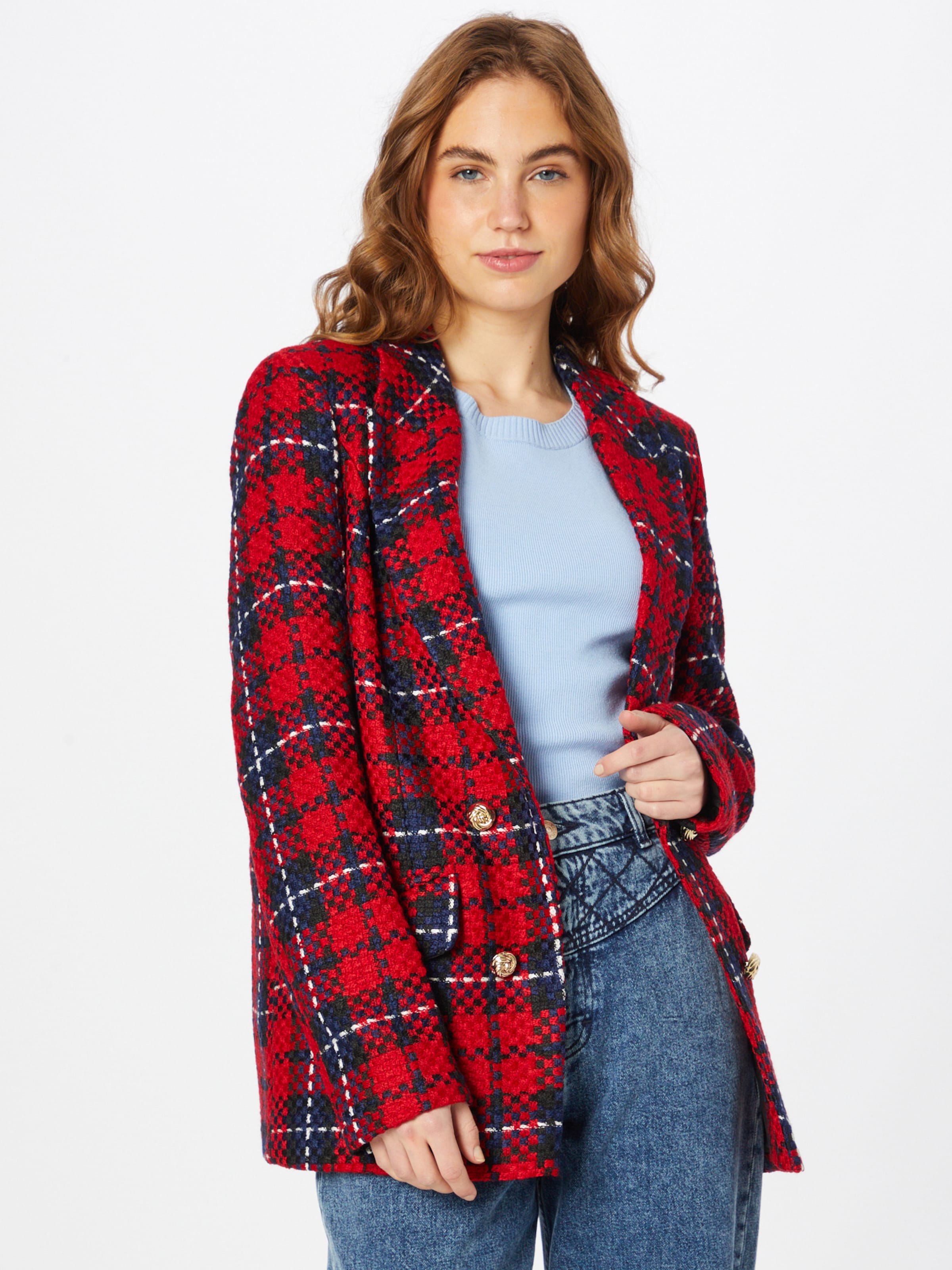 red tartan blazer