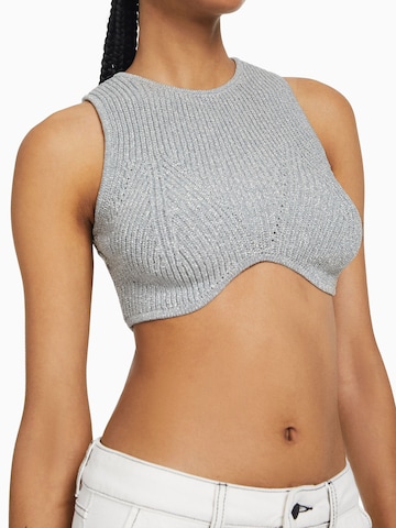 Bershka Knitted top in Silver