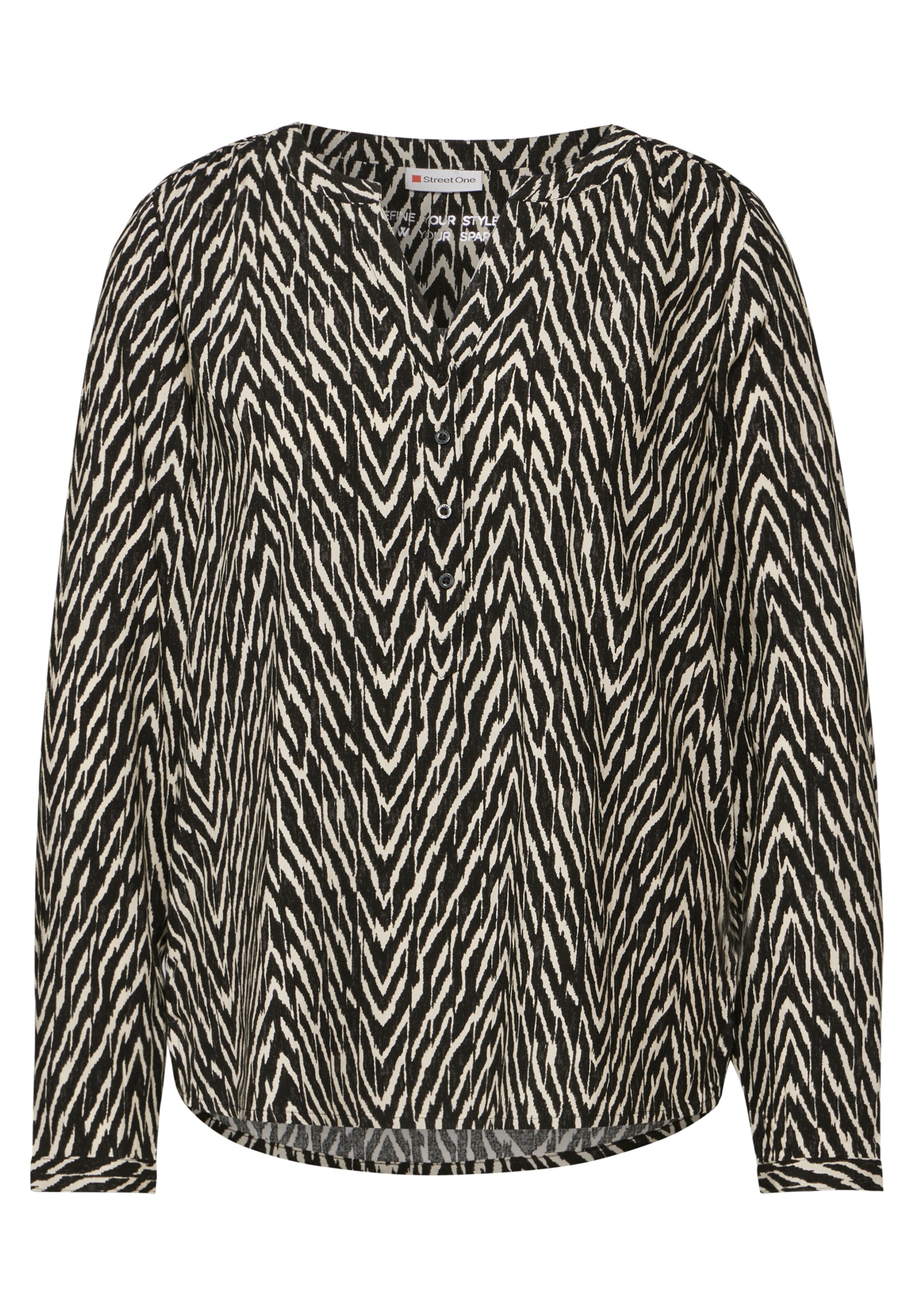 STREET ONE Gemusterte Bluse in Schwarz: Vorderseite