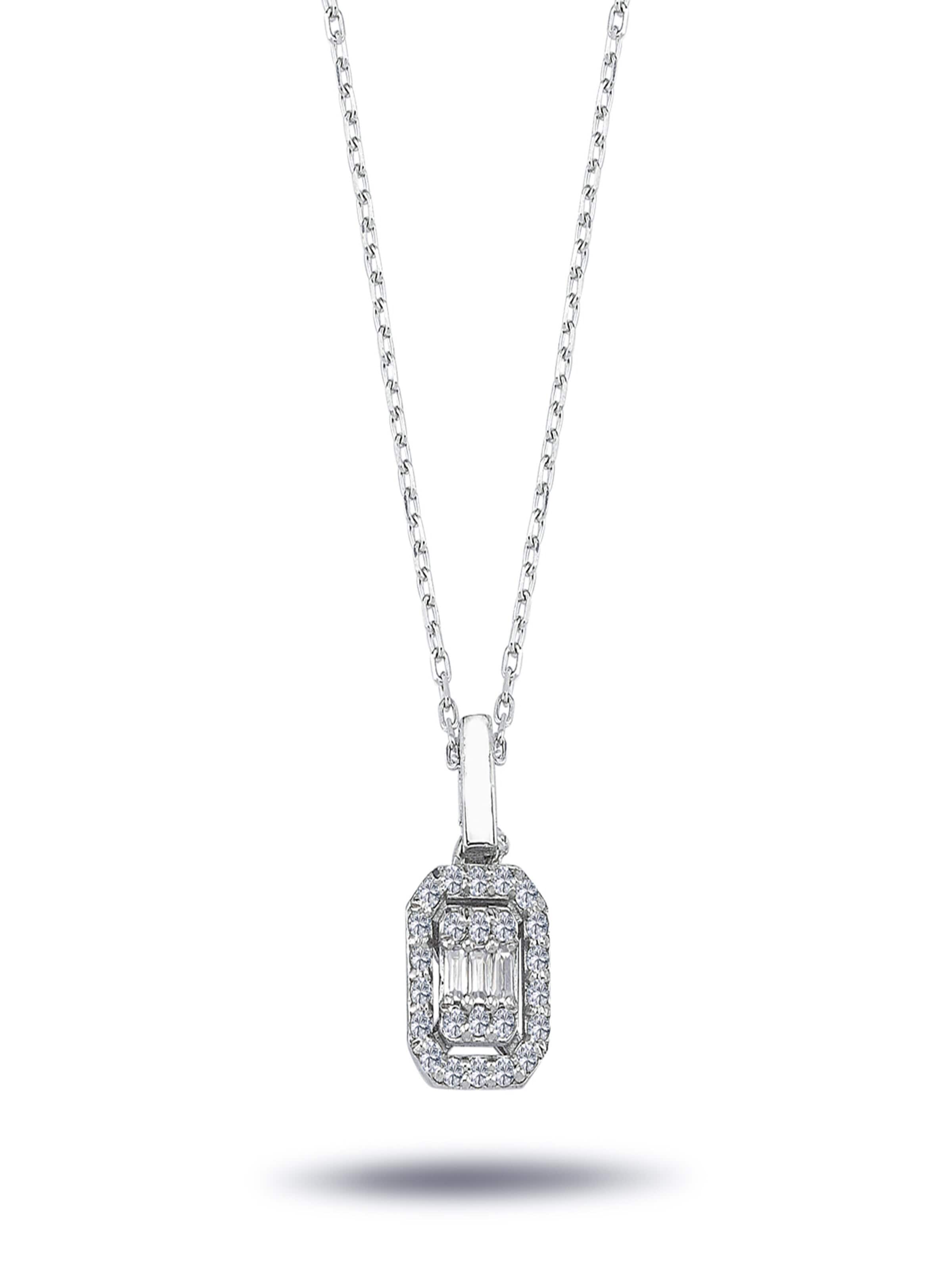 EinStein Diamant Necklace 'Diamant Halskette Baguette & Brillant Schliff Anhänger Gold' in Beige: front