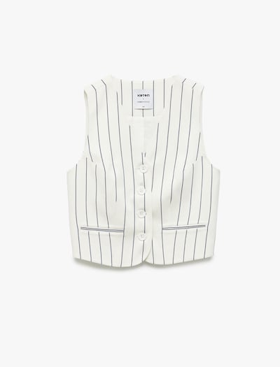 Koton Gilet in 34 in de kleur Blauw / Offwhite, Productweergave