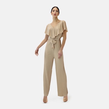 Tuta jumpsuit di Elara in beige: frontale