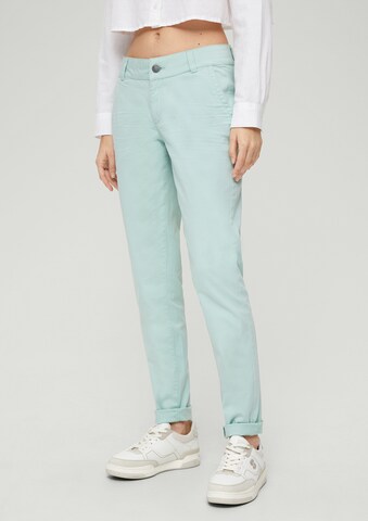 QS by s.Oliver Slimfit Chino in Groen: voorkant