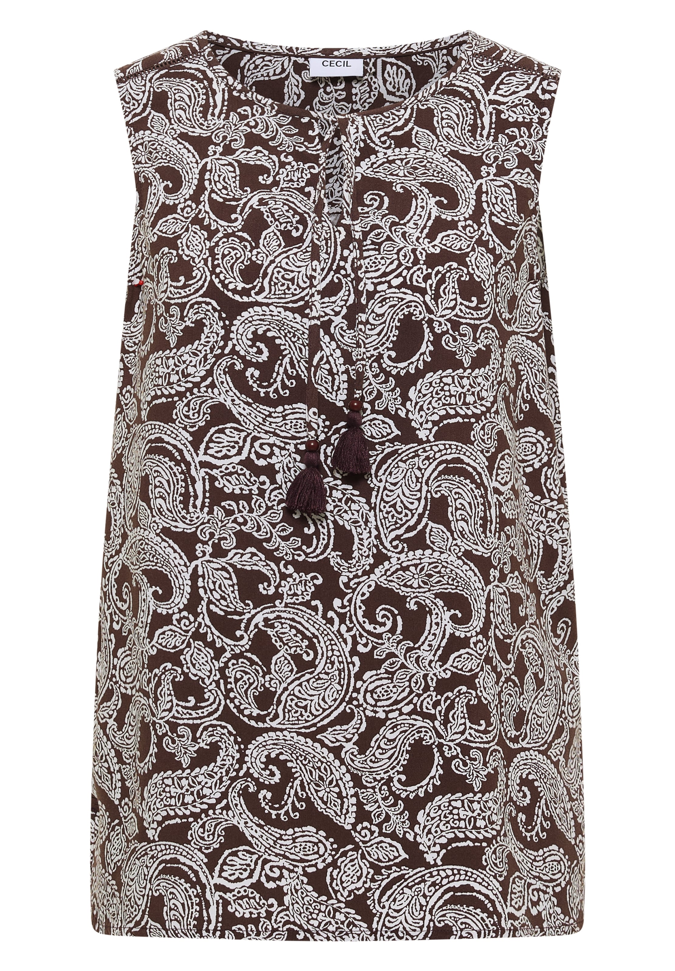 CECIL Blusentop mit Split Neck und Print in Braun: Vorderseite