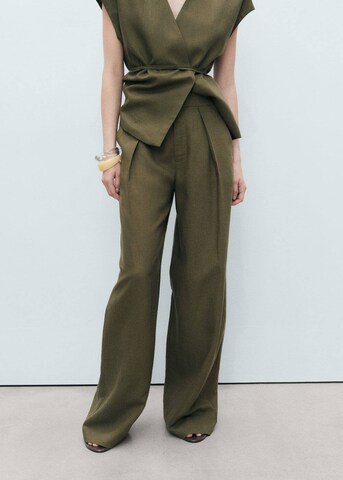 MANGO Wide Leg Hose 'Ferraro' in Grün: Vorderseite