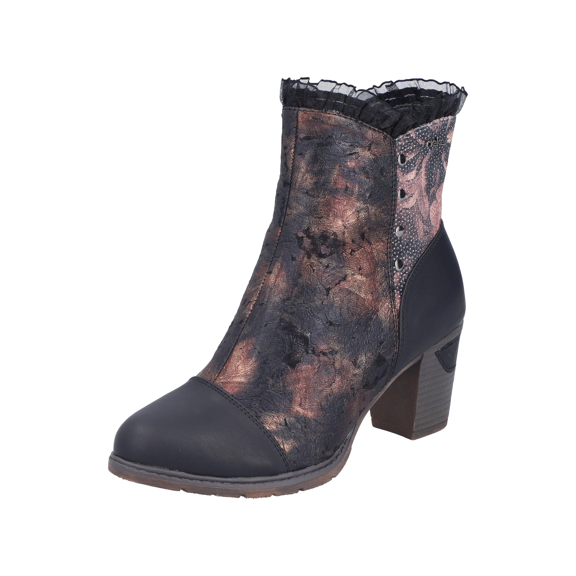 Rieker Bottines en marron / rose / noir, Vue avec produit