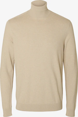 Pull-over 'SLHBerg' SELECTED en beige : devant