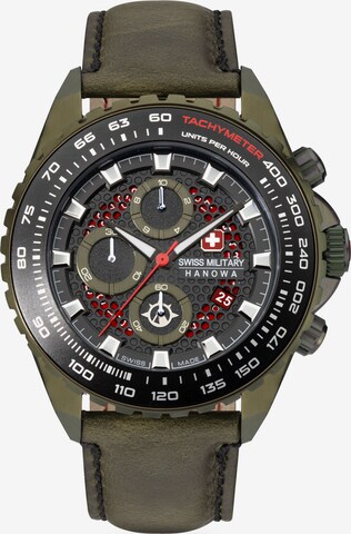 SWISS MILITARY HANOWA Analoog horloge 'IGUANA' in Groen: voorkant