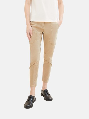 TOM TAILOR Slim fit Trousers in Beige: front