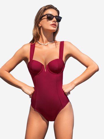Cupshe Balconette Swimsuit in Red