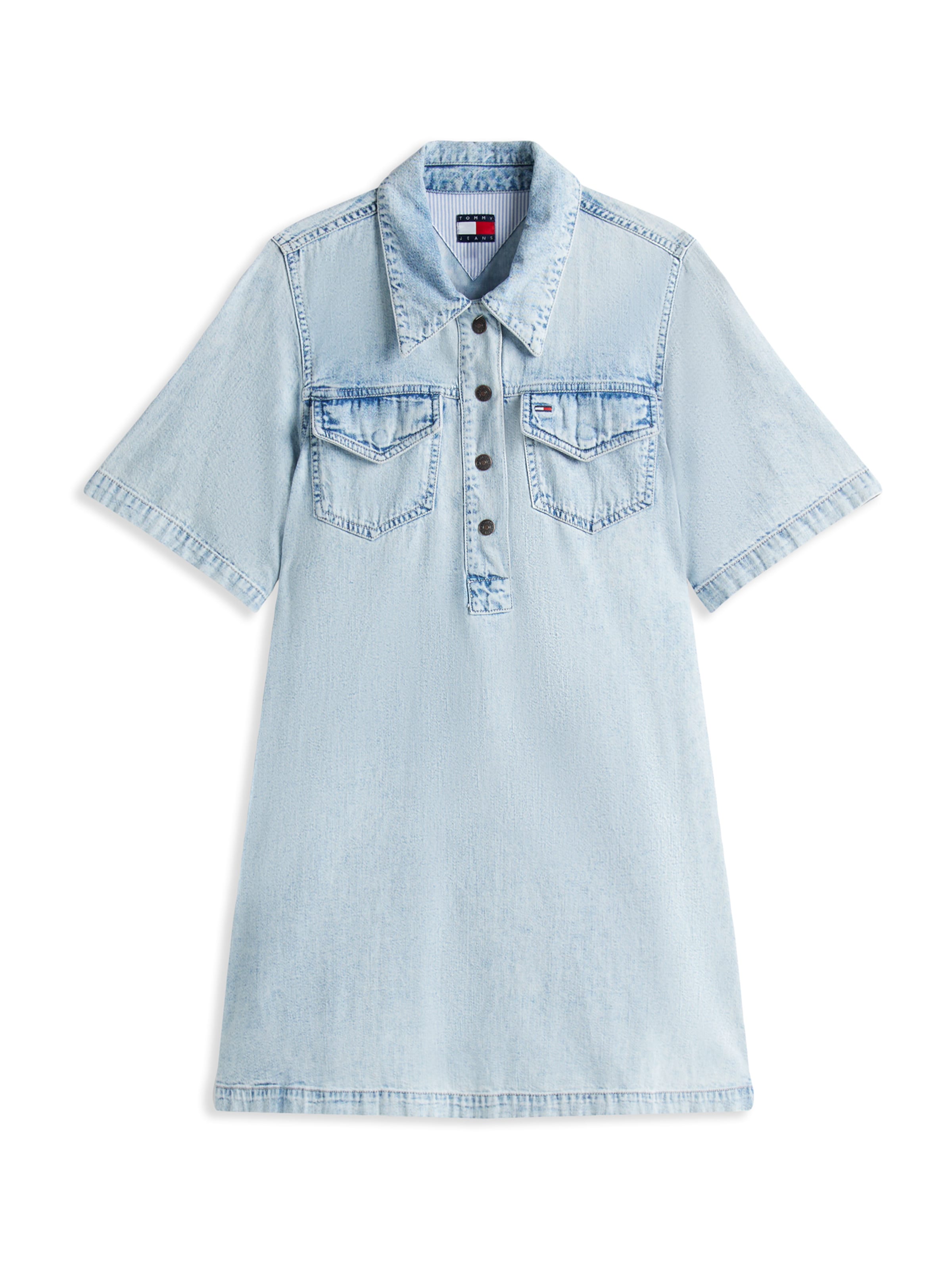 Tommy Jeans Рокля тип риза в синьо: отпред