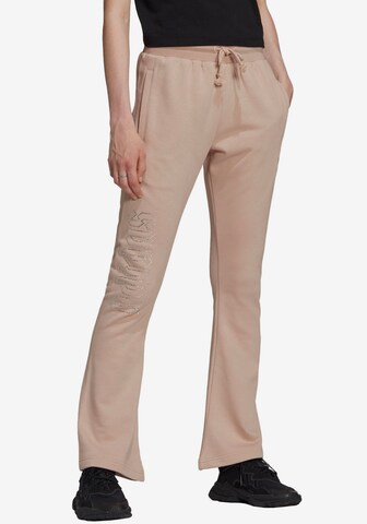 ADIDAS ORIGINALS Flared Pants in Beige: front