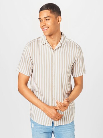 Only & Sons Comfort fit Button Up Shirt 'Wayne' in Beige: front