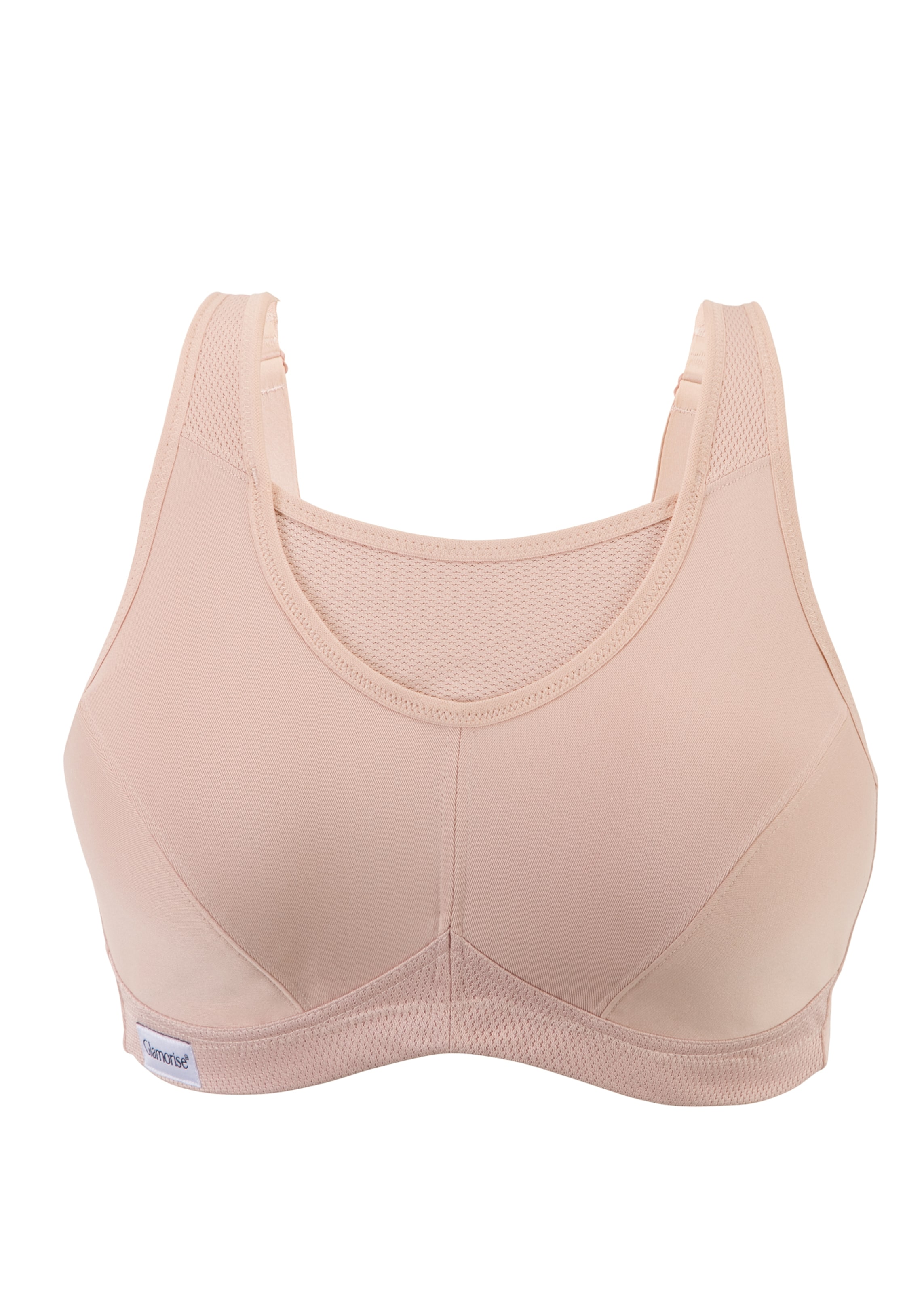 GLAMORISE Bralette Sports Bra in Beige: front