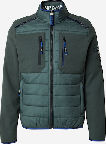 CAMP DAVID Fleecetakki värissä vihreä: etupuoli